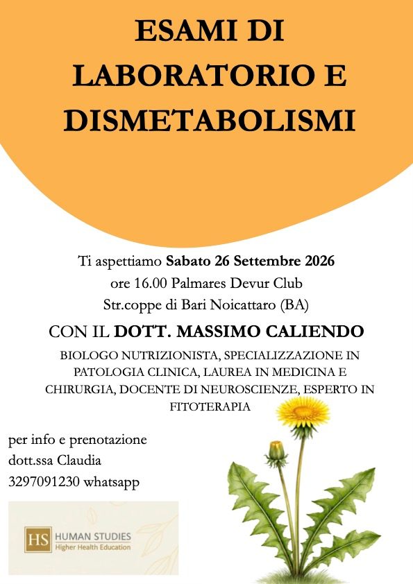 Locandina ESAMI DI LABORATORIO E DISMETABOLISMI