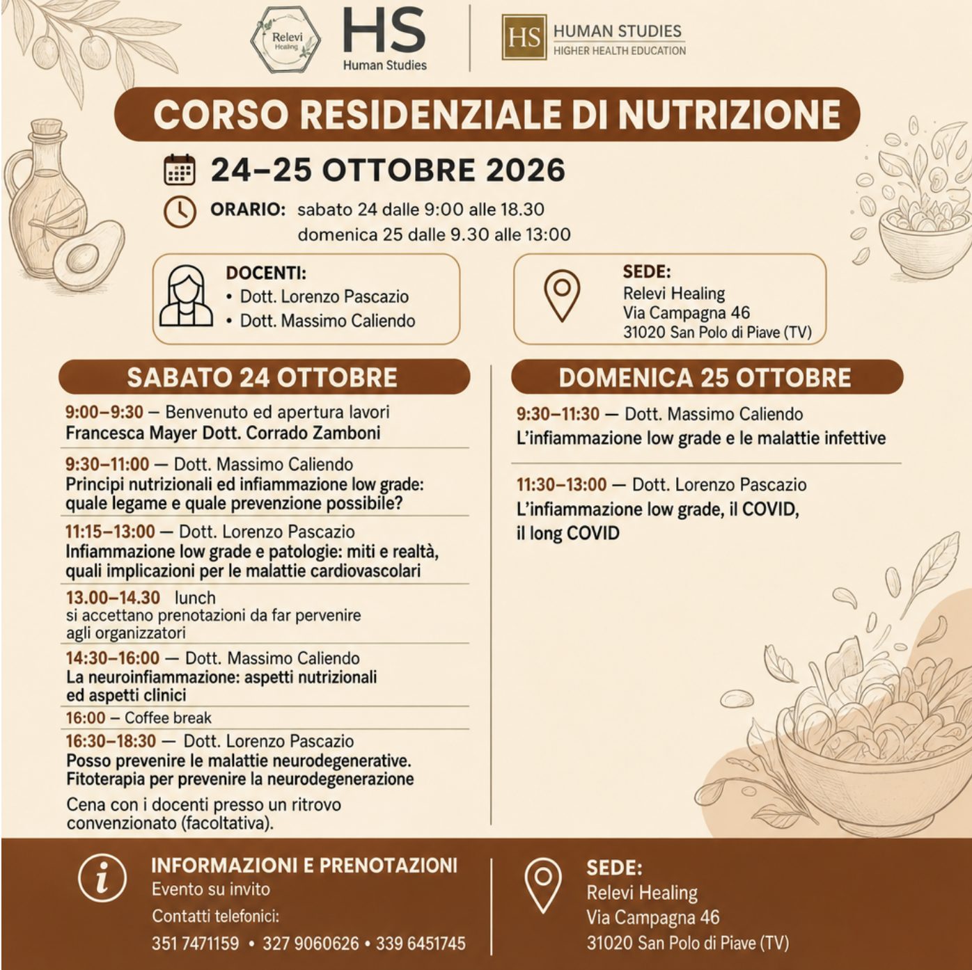 Locandina CORSO RESIDENZIALE DI NUTRIZIONE